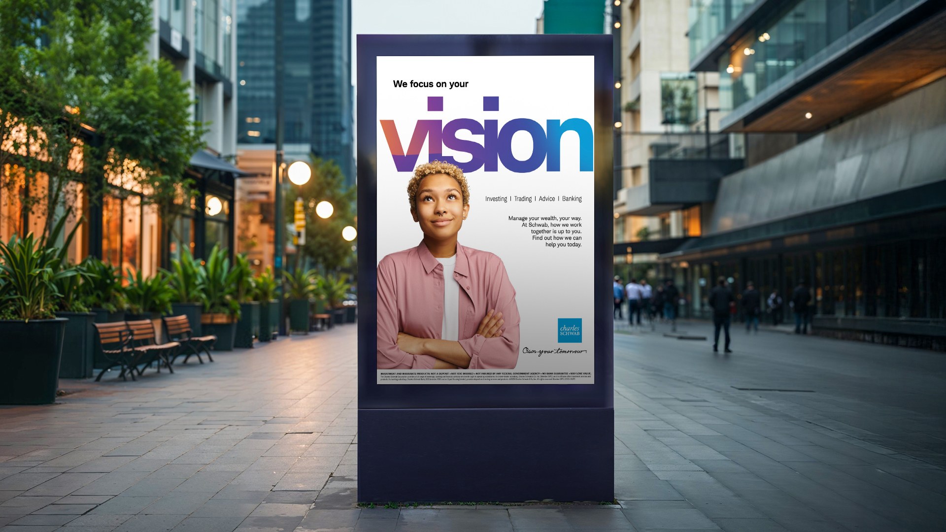 Charles Schwab Vision campaign on a street display