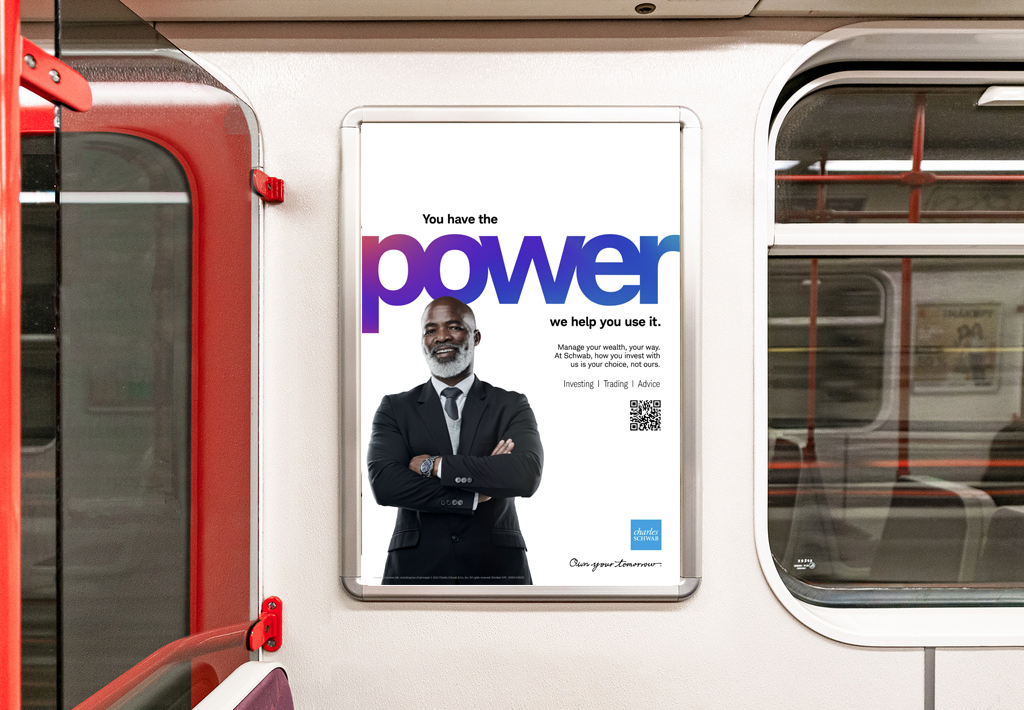 Charles Schwab You have the power campaign inside a subway car
